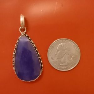 New simulated sapphire sterling silver pendant